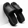 thumbnail image 2 of CMR CHAMARIPA Men Height Increasing Slippers Black Leather High Heel Slide Sandal Fashion Casual Elevator Slippers Sandals 6CM / 2.36 Inches, 2 of 7