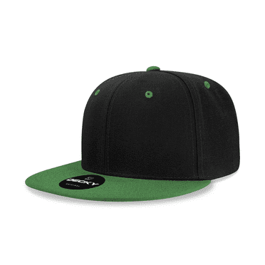 6 Panel High Profile Structured Acrylic/Polyester Snapback, Black/Kelly