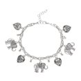 thumbnail image 1 of Guardurnaity con colgante de corazón de elefante ajustable de estilo étnico, de cobre y plata, brazaletes de pie Retro para mujer Ropa, zapatos y accesorios Miscelánea, 1 of 3