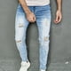thumbnail image 1 of Pantalones largos para hombre, casuales, de mezclilla, de algodón, rectos, rotos, con agujeros, pantalones largos, pantalones para hombre, 1 of 8