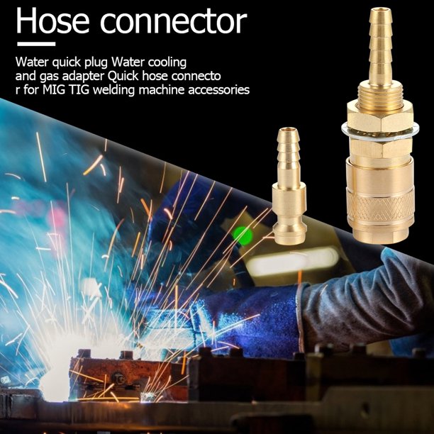 Adaptador de gas refrigerado por agua de 6 mm Conector de manguera rápida de soplete de soldadura M6 (dorado) Likrtyny Piezas de repuesto para herramientas