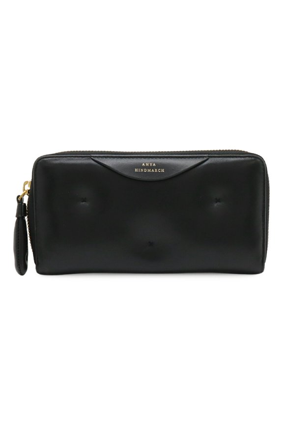 Pre-Owned ANYA HINDMARCH Chubby Round Long Wallet in Leather, Black (Good)