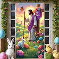 thumbnail image 5 of Stained Glass Design Cross Banner Colorful Pattern Christian Backdrop Religious Art Vintage Spiritual Background for Church Service Religious Ceremony Worship Gathering, 5 of 9