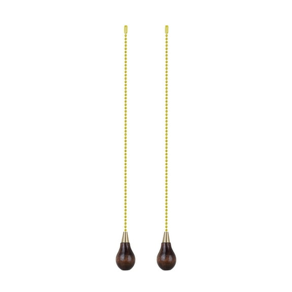 Aspen Creative 20501-12, 12" Wooden Knob Pull Chain with Metal Top in Polished Brass, 2 Pack