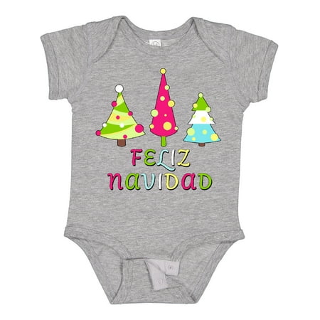 

Inktastic Feliz Navidad- row of decorated trees Boys or Girls Baby Bodysuit