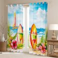 thumbnail image 2 of Erosebridal Tropical Flower Curtains for Living Room, Surfboard 30%-50% Blackout Curtains Set of 2 (38x45), Beach Ocean Curtains Pack of 2, Bedroom Curtains Bedroom Decor, 2 of 6