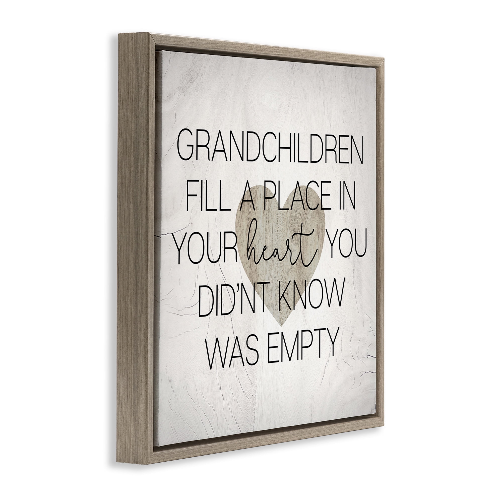 Stupell Industries Heartwarming Grandchildren Phrase Inspirational Painting Brown Floater Framed Canvas Art Print Wall Art, 25 x 25