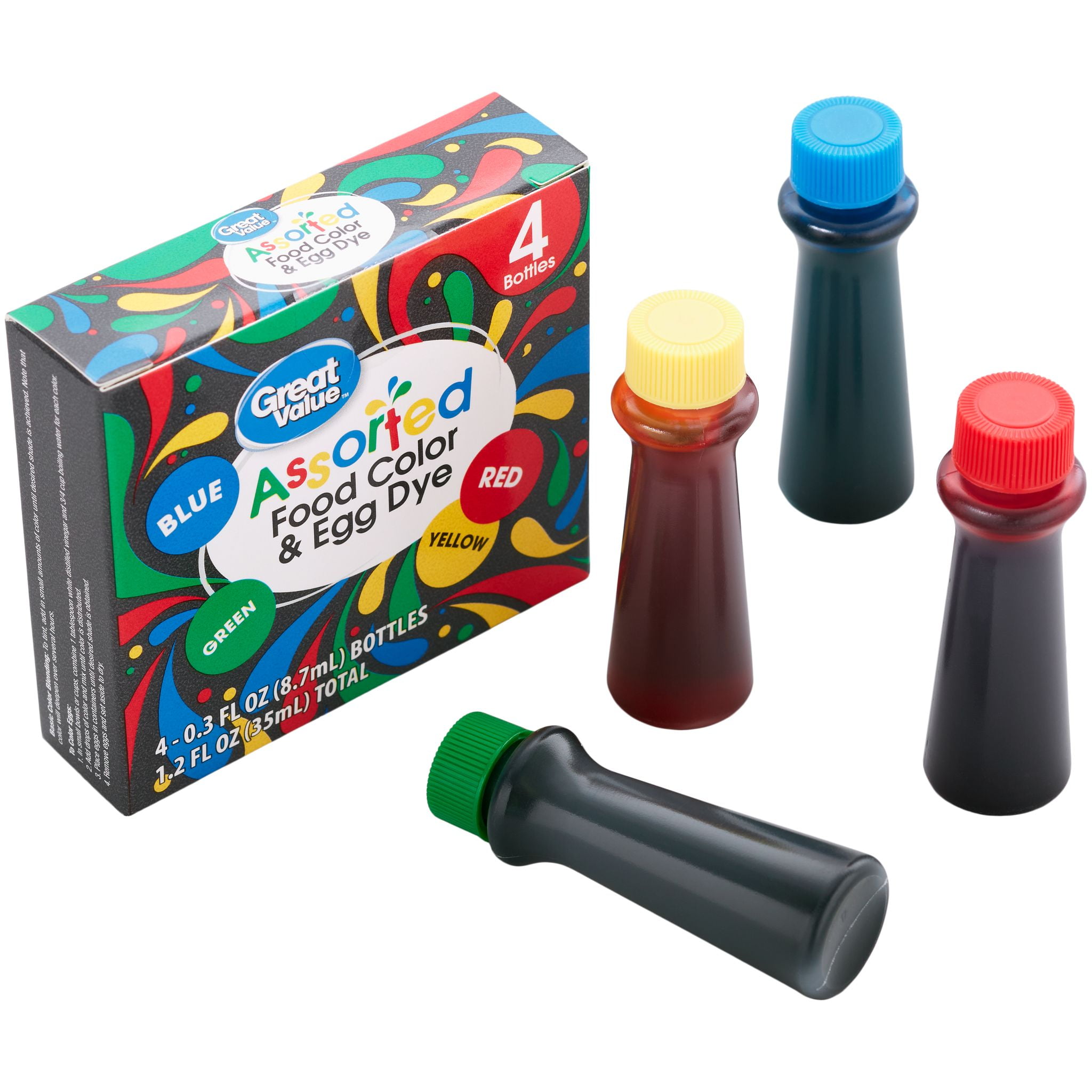 Great Value Assorted Food Color and Egg Dye, 1.2 oz.