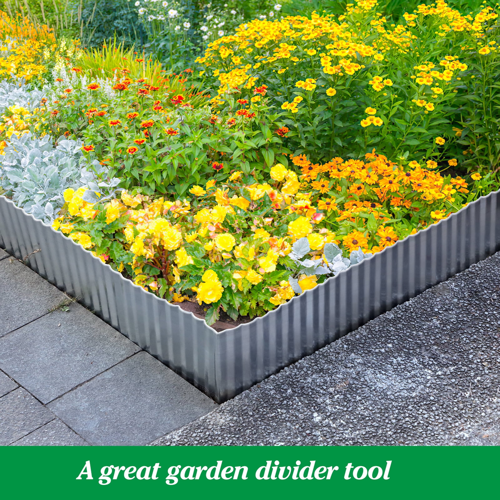 6 in x 40 ft Metal Landscape Paver Edging, Corrugated Garden Edging Border, Sturdy Steel Fence for Garden, Flower Bed Edging, Tree Fence