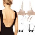 thumbnail image 5 of Womens Low Plunge Push Up Bra with Clear Straps Low Cut Convertible Underwire Padded Cleavage Bra, 5 of 8