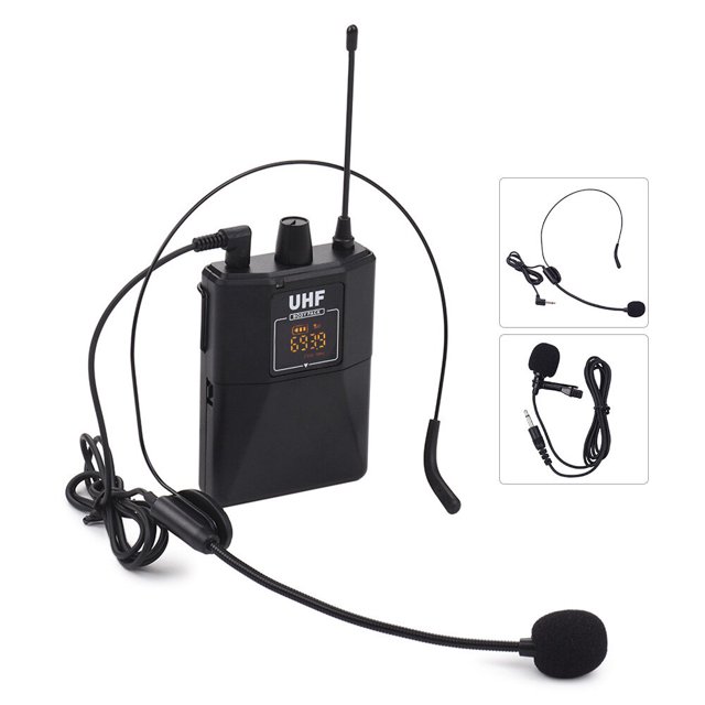 Juego de micrófonos inalámbricos de doble frecuencia UHF con 1 receptor y 1 transmisor