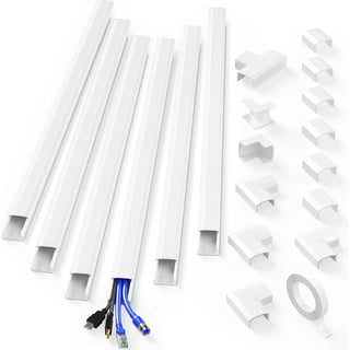 TV Cord Cover, 36 inch Cable Concealer for Wall Mount TV System, Paintable  Cable Management Raceway to Hide Wires, W1.6 x H0.8,White white