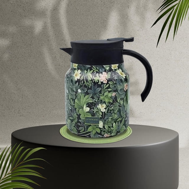 SIfdSeng Vintage Floral Pattern Tea 2025 New Tea Pot Tea Built in Infuser 35 Oz Stainless Steel Floral Pattern Tea Pot Tea with Infuser Long Insulation
