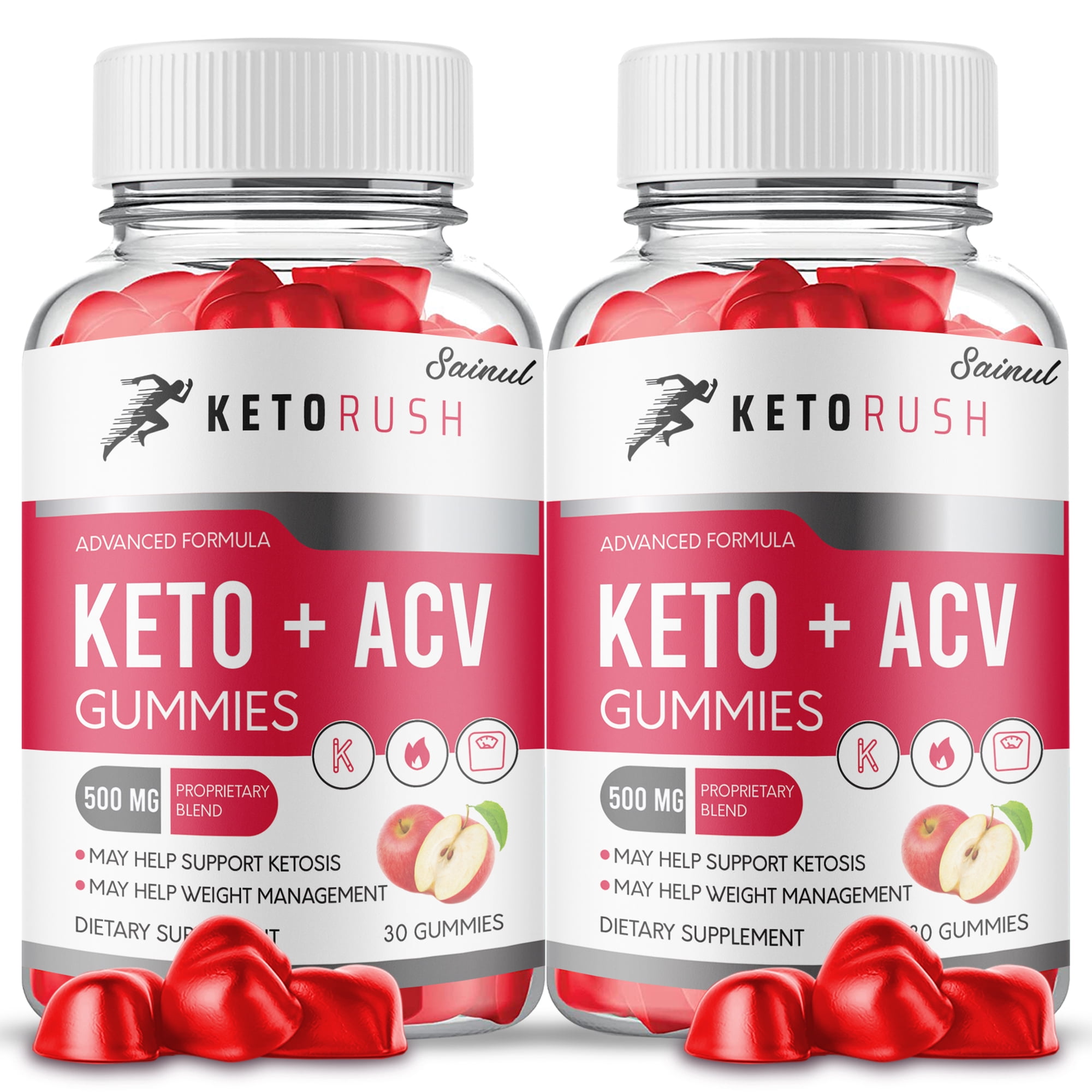 Keto Rush ACV Gummies, Maximum Strength for Weight Management, Apple Cider Vinegar, 2 Month Supply Dietary Supplement (2 Pack)
