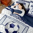 thumbnail image 4 of Manfei Soccer Print Bedding Comforter Set 7-Piece for Boys Girls, Football Sport King Bedding Sets, Geometry Hexagon Bed Sheets, Microfiber Room Decor, 4 of 8