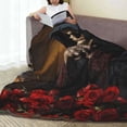 thumbnail image 6 of Salouo Elegant Rose Skull Print Bed Blankets,Flannel Blanket Comfortable Air Conditioning Blanket Lightweight Blanket for Sofa Bed Travel & Couch -50"x40", 6 of 8
