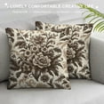 thumbnail image 3 of COMIO Brown and White Flowers Pillow Covers Vintage Brown Flowers Throw Pillowcase Decorative Morden Floral Outdoor Cushion Cover for Patio Sofa Bedroom Indoor Outdoor Party, 3 of 5
