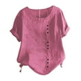 thumbnail image 4 of Oversized Tshirts for Women, Lace Short Sleeve V Neck Casual Slim Blouse Top, Pink XXL, 4 of 4