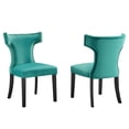 thumbnail image 2 of Modway Curve Performance Velvet Dining Chairs - Set of 2 in Teal, 2 of 10