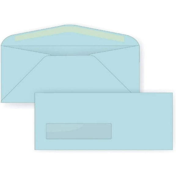 Limited Papers (TM) Regular Mailing And Business Envelopes, Left Hand Window, No. 10 (4.8 x 9.5 Inch), Gummed seal, 24 Pound, Variety of Colors And Quantities. (Blue, 1000)