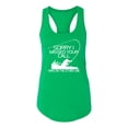 thumbnail image 2 of Wild Bobby, Missed Your Call Fishing Line Joke Fishing Ladies Racerback Tank Top, Kelly, Small, 2 of 3