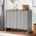 thumbnail image 3 of Wirrytor Cream Style Minimalist Sideboard Cabinet with Solid Wood Legs, Buffet Cabinet with Adjustable Shelves, Large Storage Cabinet with Wave Doors for Living Room,Grey, 3 of 12
