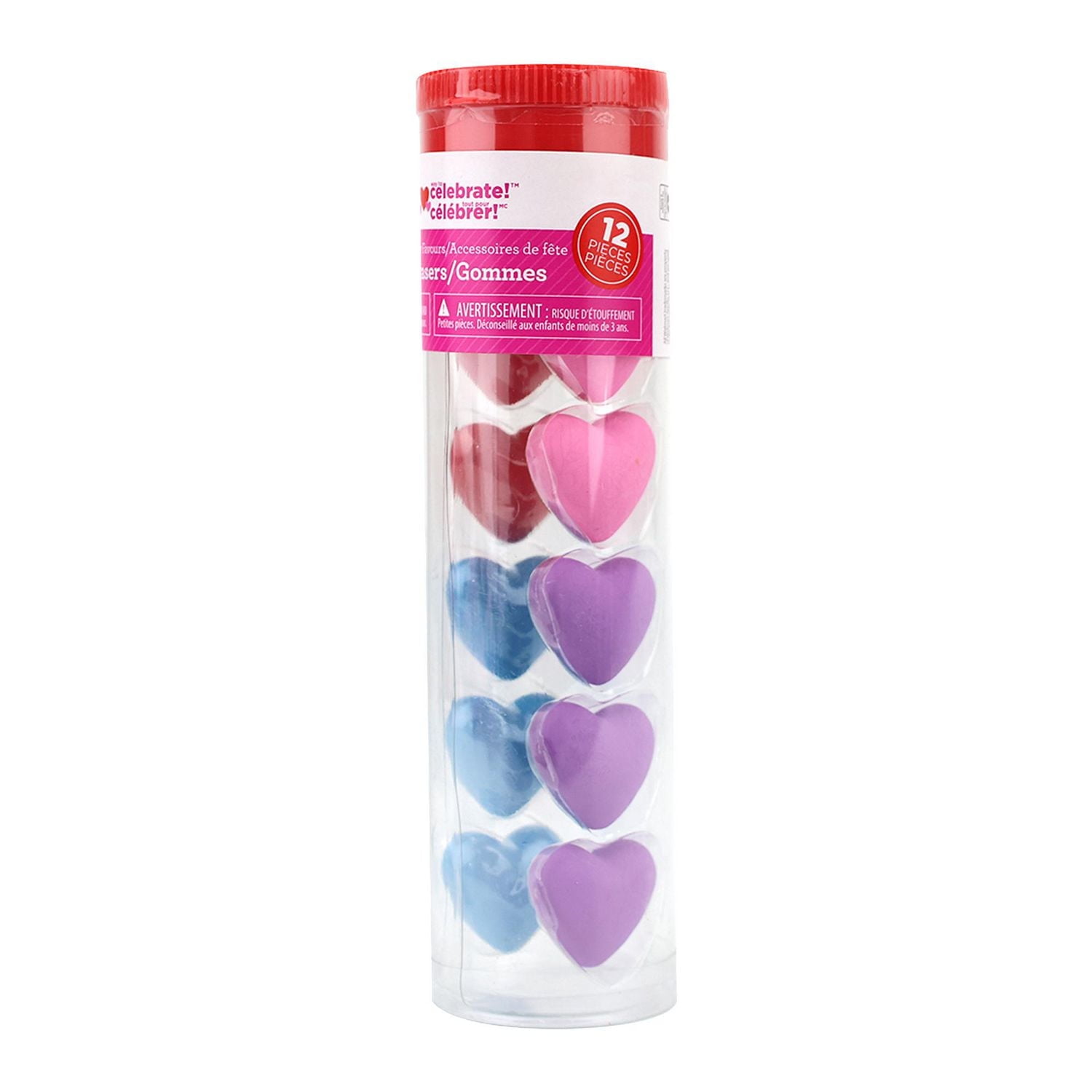 12 HEART ERASERS