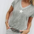 thumbnail image 4 of T-Shirt Woman V Neck Short Sleeve Loose Top Print summer top Girl Summer Top, Gray, XXL, 4 of 5
