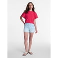 thumbnail image 3 of Time and Tru Women’s Crewneck Top with Lace Inset Flounce Sleeves, Sizes XS-XXXL, 3 of 6
