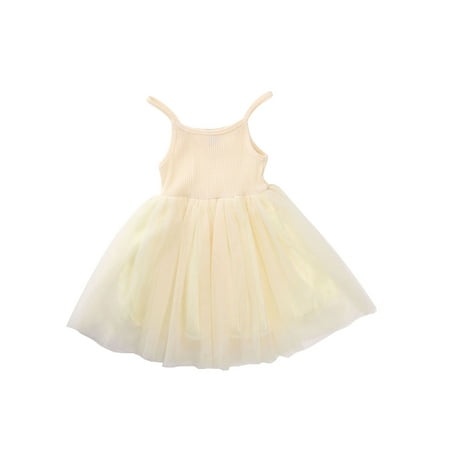 

wsevypo Toddler Baby Girl Sleeveless Princess Dress Mesh Lace Tulle Mesh Layer Dress
