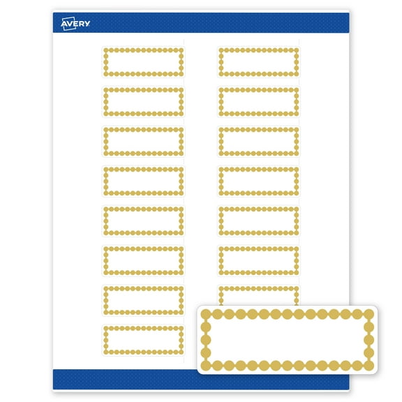 Avery Labels, 1" x 2-5/8", Gold Beads, Matte White, 160ct