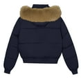 thumbnail image 4 of qucoqpe Winter Jackets for Women Fashion Wram Comy Long Sleeve Fleece Coats Basic Solid Hooded Temperament Bread Bright Down Jacket Parkas, 4 of 5