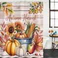 thumbnail image 2 of Fall Pumpkins Shower Curtain, Waterproof Shower Curtains for Bathroom, Thanksgiving Sunflowers Leaves Rustic Plank Washable Fabric Bathtub Curtain Set Bath Decor with 12 Hooks Long 72"x84", 2 of 8