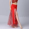 thumbnail image 6 of BLTIBY Belly Dance Sequin Split Skirt for Women Dance Wrap Hip Skirt Ladies Stage Performance Long Dress Dance Practice Half Skirts Red Free Size, 6 of 6