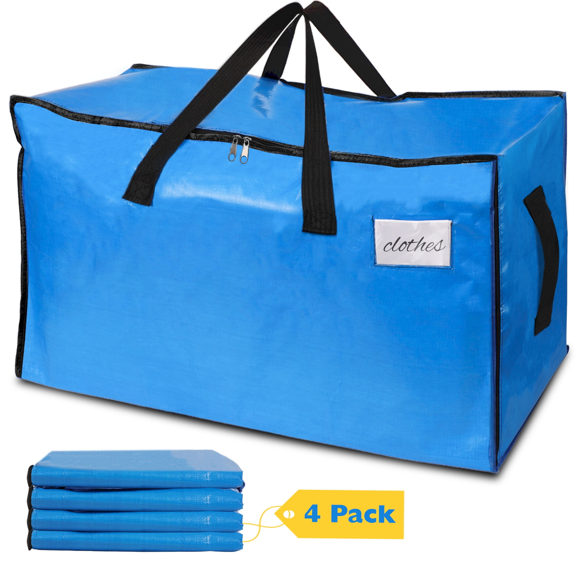 Nefoso Storage Moving Bags, 4Pcs Large Storage Bags for Clothes, Heavy