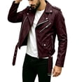 thumbnail image 2 of LYSMORA 2026 Men's Asymmetric Zip Faux Leather Jacket, Lapel Collar Belted Waist Multi Zipper Pockets Loose Fit Biker Casual Outerwear, 2 of 7