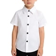 thumbnail image 3 of YunPes Girls Boys Short Sleeve Kids Casual Solid Button down Shirt Dress Shirt Wrinkle Free Oxford Shirts Formal School 𝐔niform, 3 of 4