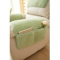 thumbnail image 5 of XUELC 3 Pieces  Fleece Sofa Armrest Cover for Recliner Chair with Storage Pockets Non Slip Headrest Cover Fuzzy  Furniture Protector Green, 5 of 14