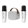 thumbnail image 1 of Portable Bluetooth Speaker with Wireless Microphone, Handheld Mics Speaker Machine, Portable Speaker System for Playroom Family Outing K1 White Dual Mic, 1 of 8