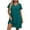 Blue, variant on Vivianyo HD Women's Casual Short Sleeve Mini Dress, V-Neck Crinkle Textured Shift Dress, Women's Blue, Sizes L-5XL