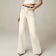 thumbnail image 2 of YIFUNIN Women's Slim Fit Slightly Flared Long Pants, Fashion Casual Jeans for Retro Style, Stretchy Comfortable Denim Trousers,Beige L, 2 of 6