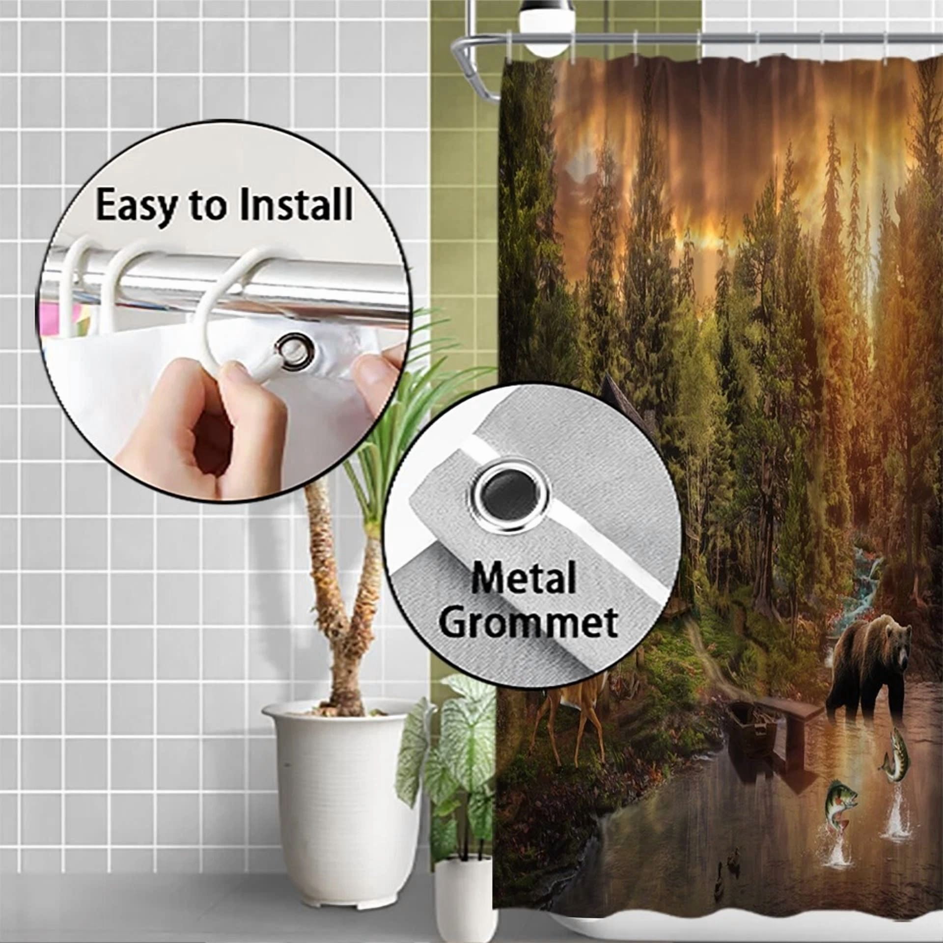 BUTTERFLY- 1Pc Shower Curtain -Polyester Fabric- 70.8X70.8 Inches With Hooks-6524A