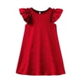 thumbnail image 4 of MEZZALL Girls Solid Color Flutter Sleeve Dress Casual Summer Soft Comfortable Party O-Neck Solid Color Vacation Dresses, 4 of 4