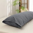 thumbnail image 2 of BESTOUCH Body Pillowcase 100% Washed Cotton Linen Feel Soft Breathable with Envelope Closure 1Pcs Solid Quiet Shade Grey 20x54 Inches, 2 of 6