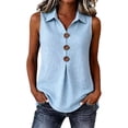 thumbnail image 2 of Harpily Cotton Linen Tank Tops for Women Sleeveless Half Button with Three Wooden Buttons Front Summer Casual Blouse Shirts, 2 of 4