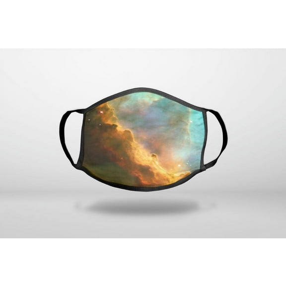 Blue Orange Red Omega Nebula - 3-Ply Reusable Soft Cloth Face Covering, Unisex, Cotton Inner Layer