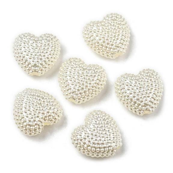 100 pc Imitation Pearl Beads Heart 11x12x5mm Hole: 2mm