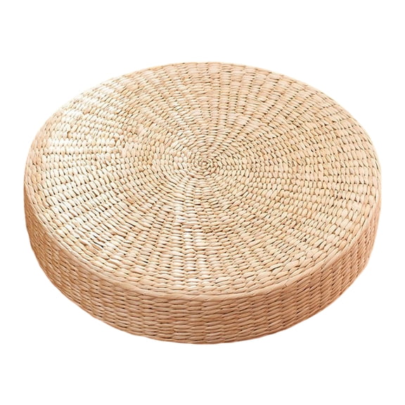 Selrti Tatami Cushion Natural Straw Hand Woven Meditation Japanese-style Household Padded Round Pouf for Garden