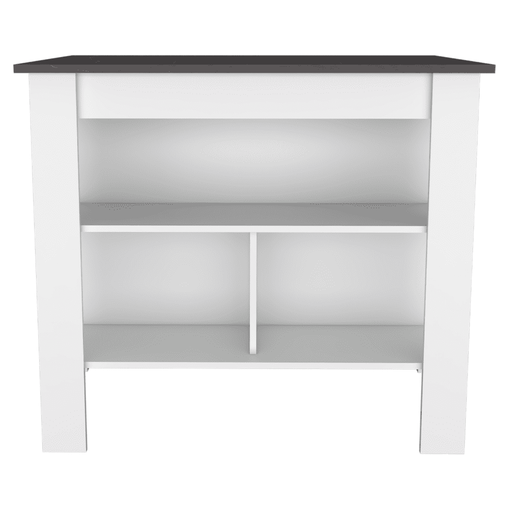 We Have Furniture Kitchen Island Dozza, Three Shelves, White / Onyx Finish