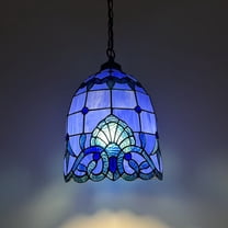 Tiffany Pendant Lights Fixture Blue Stained Glass Baroque Style LED Bulb Included for Dining Room 10"W*10"D*60"H